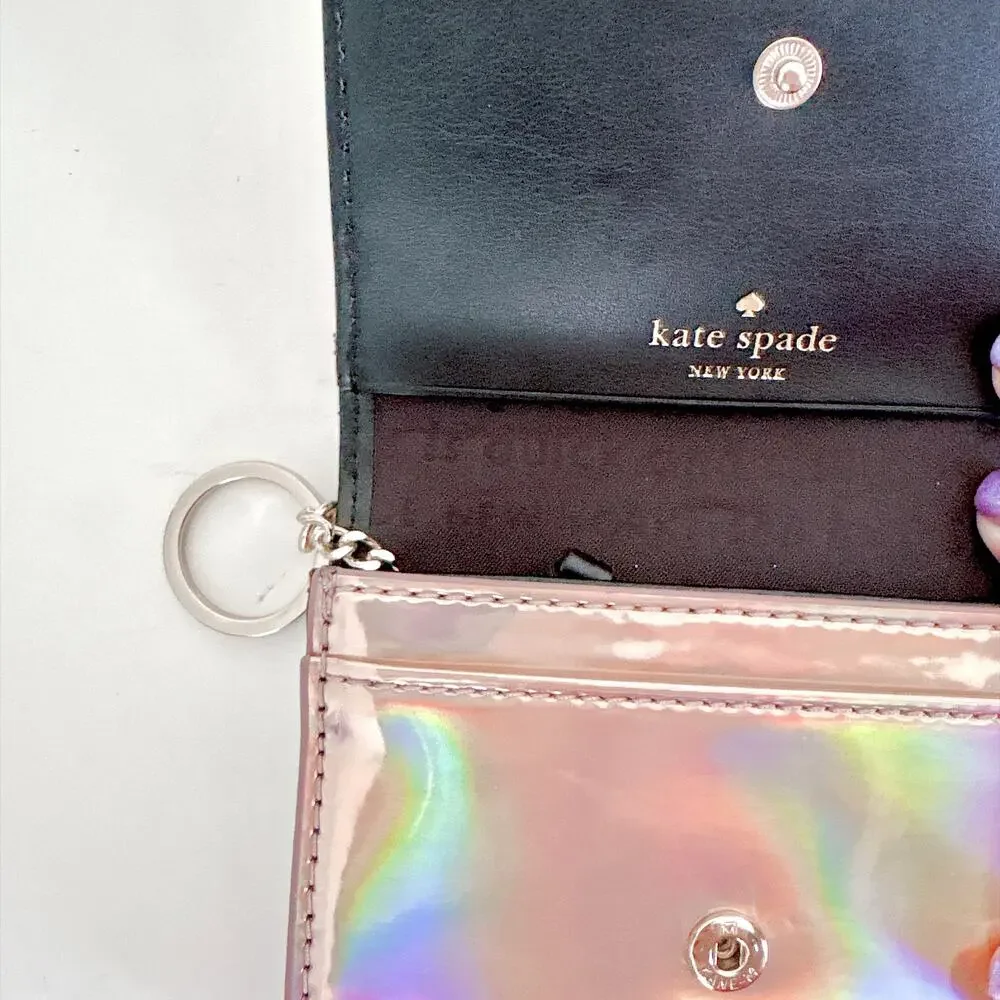 KATE SPADE RAINER LANE DARLA WALLET - HOLOGRAPHIC ROSE GOLD